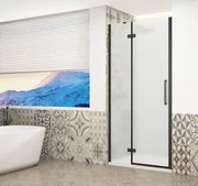 Gelco Trinity douchedeur 80cm links met mat glas zwart mat