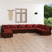 vidaXL 9-delige Loungeset met kussens poly rattan bruin