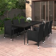 vidaXL 7-delige Tuinset met kussens poly rattan en glas