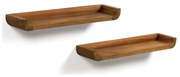 Kave Home Shamel Teak Hout Wandplanken Set Van 2 Walnoot Finish - 50x12x5cm.