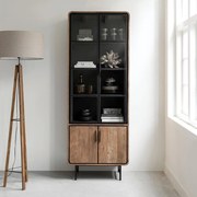 DTP Home Evo Hoge Vitrine Kast Teak Hout - 80x40x220cm.