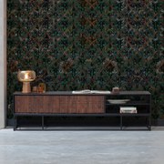 BePureHome Nuts Tv-meubel Zwart Met Walnoot - 175x43x46cm.