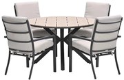 Garden Impressions Senja tuinset 5-delig desert sand - Tulli tuintafel Ø122x75 cm - light teak vironwood