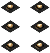 Set van 6 Moderne inbouwspot zwart 9,3 cm draai- en kantelbaar - Chuck GU10 Binnenverlichting Lamp