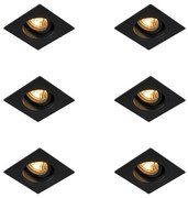 Set van 6 Moderne inbouwspot zwart 9,3 cm draai- en kantelbaar - Chuck