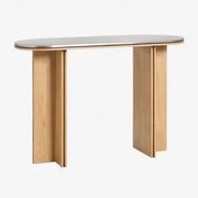 Ovale Halfronde Console 120x40 Cm In Eikenfineer En Roestvrij Staal Lindina Eikenhout - Sklum