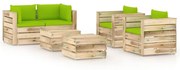 vidaXL 6-delige Loungeset met kussens groen geïmpregneerd hout