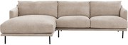 Goossens Bank Luxor Stof bruin, stof, 2,5-zits, modern design met chaise longue links