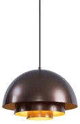Scandinavische hanglamp donkerbrons met gouden binnenkant - LoesScandinavisch E27 Scandinavisch rond Binnenverlichting Lamp