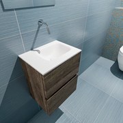 Mondiaz Ada 40cm toiletmeubel dark brown met wastafel talc rechts zonder kraangat