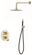 Saniclear Brass Pro inbouw regendouche met 20cm hoofddouche en wandarm geborsteld messing rond