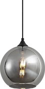 Art deco hanglamp zwart met smoke glas - Wallace