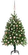 vidaXL Kunstkerstboom met LED's en kerstballen 120 cm groen