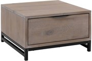 Goossens Hoektafel Max, hout eiken blank, urban industrieel, 65 x 37 x 65 cm