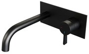 Brauer Black Edition Wastafelmengkraan inbouw - gebogen uitloop links - hendel middel dik - afdekplaat - model E 1 - mat zwart 5-S-004-B1