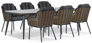 Tuinset 6 personen 240 cm Aluminium/wicker Grijs Santika Furniture Santika