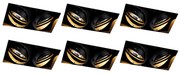 Set van 6 inbouwspots zwart GU10 AR111 trimless 2-lichts - Oneon