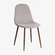 Fluwelen Eetkamerstoel Glamm Grijs – Taupe & Donker Hout - Sklum
