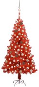 vidaXL Kunstkerstboom met LED's en kerstballen 120 cm PVC rood