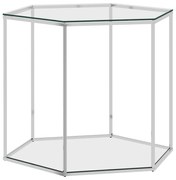 vidaXL Salontafel 60x53x50 cm roestvrij staal en glas zilverkleurig