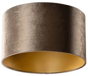Velours lampenkap bruin met gouden binnenkant 35/35/20 Klassiek / Antiek rond