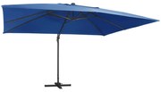 vidaXL Zweefparasol met LED-verlichting en paal 400x300 cm azuurblauw