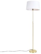 Vloerlamp goud/messing met linnen kap wit 45 cm - Parte