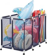 VEVOR Zwembadopbergbak 122x84x99 cm, Netorganizer met Kunststof Frame, Opbergmand voor Zwembadspeelgoed, Opbergbox met Ademend Netmandje voor Zwembaden