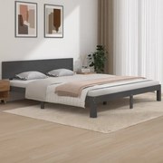 vidaXL Bedframe massief hout grijs 180x200 cm 6FT Super King