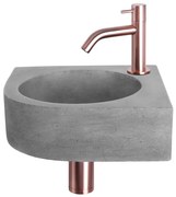 Differnz Cleo fonteinset - 31.5x31.5x10cm - Kwartrond - 1 kraangat - Gebogen rose koper kraan - Beton Grijs 38.401.27