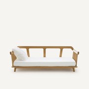 Eikenhouten en gefineerd bankbed, JUNGLING, ontwerp door Emmanuel Gallina