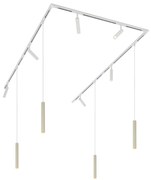 Modern railsysteem met 6 Spot / Opbouwspot / Plafondspots en 4 hanglampen beige met wit 1-fase - Slimline Uzzy Keno G9 Scandinavisch Binnenverlichting Lamp