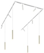 Modern railsysteem met 6 spots en 4 hanglampen beige met wit 1-fase - Slimline Uzzy Keno