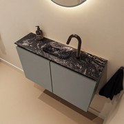 Mondiaz Ture DLux toiletmeubel 80cm smoke met wastafel lava midden met kraangat