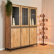 Starfurn RichWood Grote Vitrine Buffetkast Mangohout - 160x45x200cm.