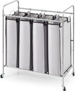 VEVOR 4-delige waswagen commerciële wassorteerder, 20 kg dragende wasverzamelaar waswagen, wasscheider verrijdbaar, mobiel wassorteersysteem wascontainer waskast