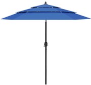 vidaXL Parasol 3-laags met aluminium paal 2,5 m azuurblauw