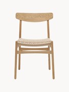 Houten stoel CH23 met handgevlochten zitvlak