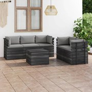 vidaXL 6-delige Loungeset met kussens pallet massief grenenhout