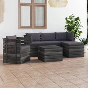 vidaXL 6-delige Loungeset met kussens pallet massief grenenhout