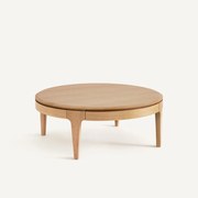 Ronde salontafel, massief eiken en fineer, 2 lades, SANARA
