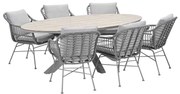 Garden Impressions Lucas tuinset 7-delig valley sand - Tulli tuintafel 220x115 cm - light teak vironwood