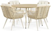 Tuinset 4 personen 125 cm Aluminium/wicker Taupe Coco Custa/Matale