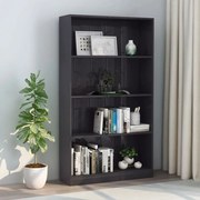 vidaXL Boekenkast 4 schappen 80x24x142 cm bewerkt hout hoogglans grijs