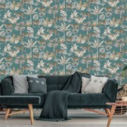 DUTCH WALLCOVERINGS Behang Leopard blauw en beige