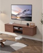 VEVOR TV-kast hangende muurbeugel, TV-kast met verstelbare plank en schuifdeuren, TV-plank met opbergruimte voor dvd-speler en gameconsole, wandkast, draagvermogen 52 kg, wit, lengte 152 cm