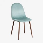 Set Van 4 Glamm Eetkamerstoelen Donker Hout & Fluwelen Grün Tanne & Fluwelen - Sklum