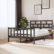 vidaXL Bedframe massief grenenhout grijs 150x200 cm 5FT king size