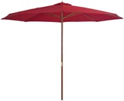 vidaXL Parasol met houten paal 350 cm bordeauxrood