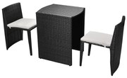 vidaXL 3-delige Bistroset met kussens poly rattan zwart